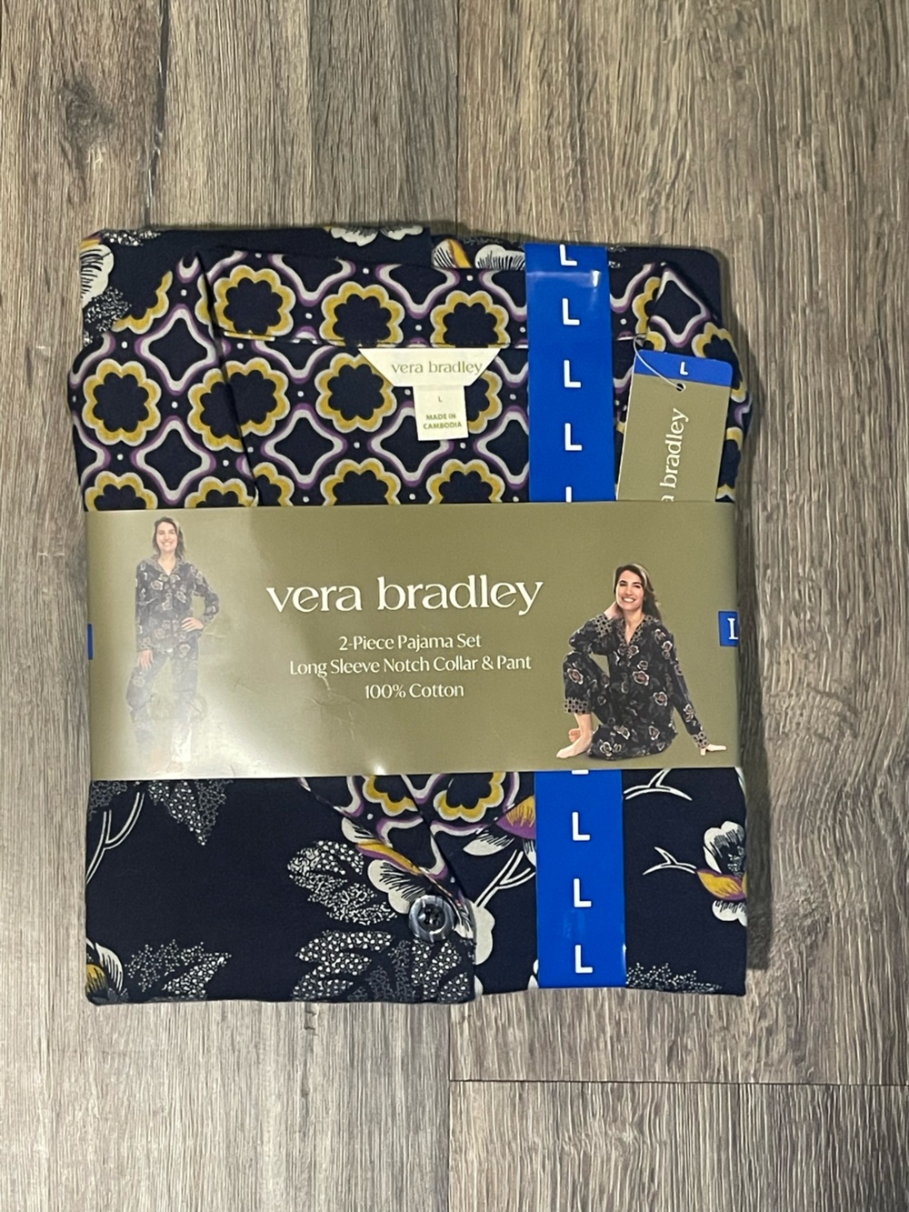 Vera Bradley | NIP Cotton 2pc Pajama Set 
Long Sleeve Notch Collar & Pant L